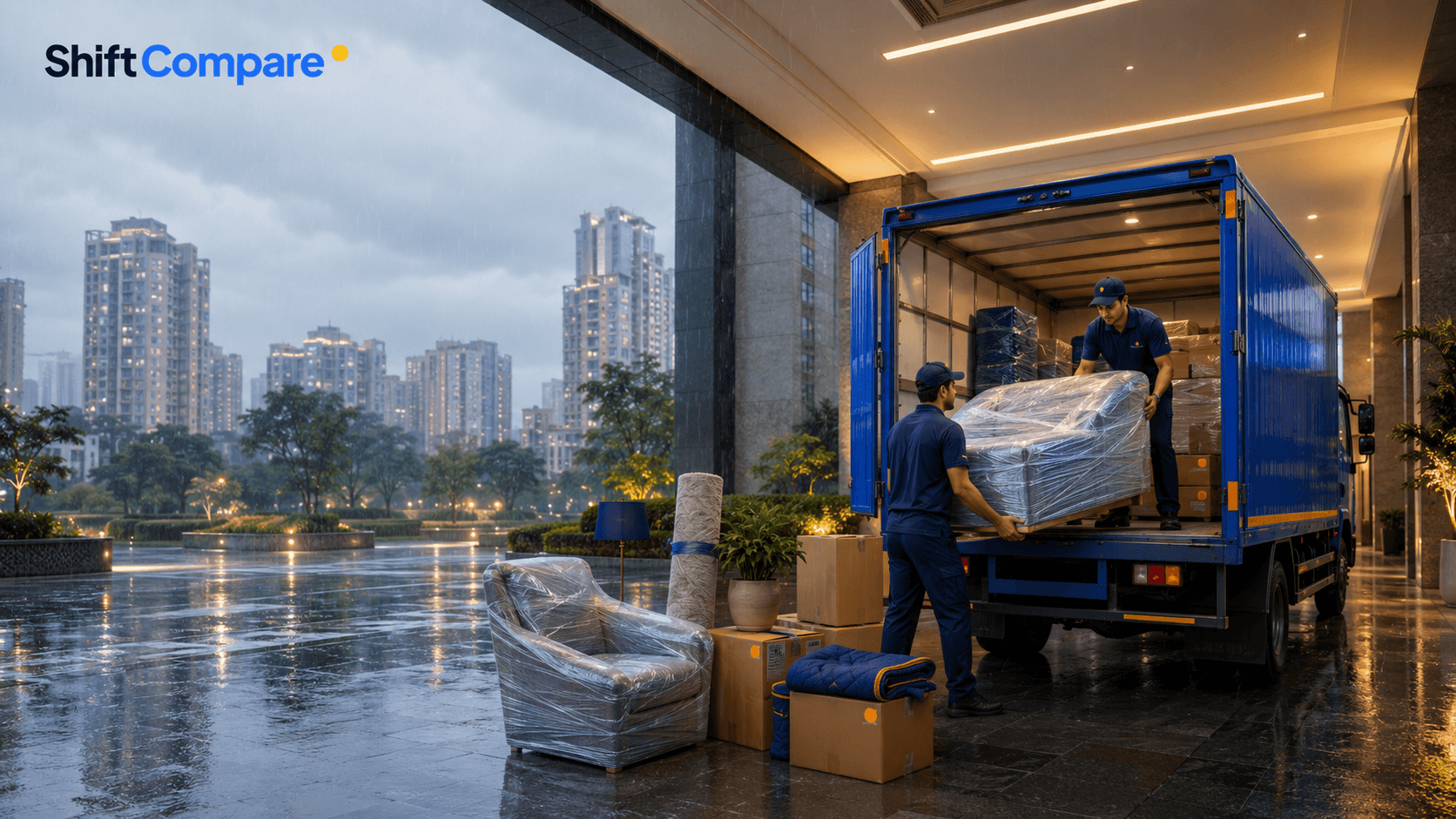 Monsoon moving tips for Delhi NCR with waterproof packing, closed truck and rain buffer checks